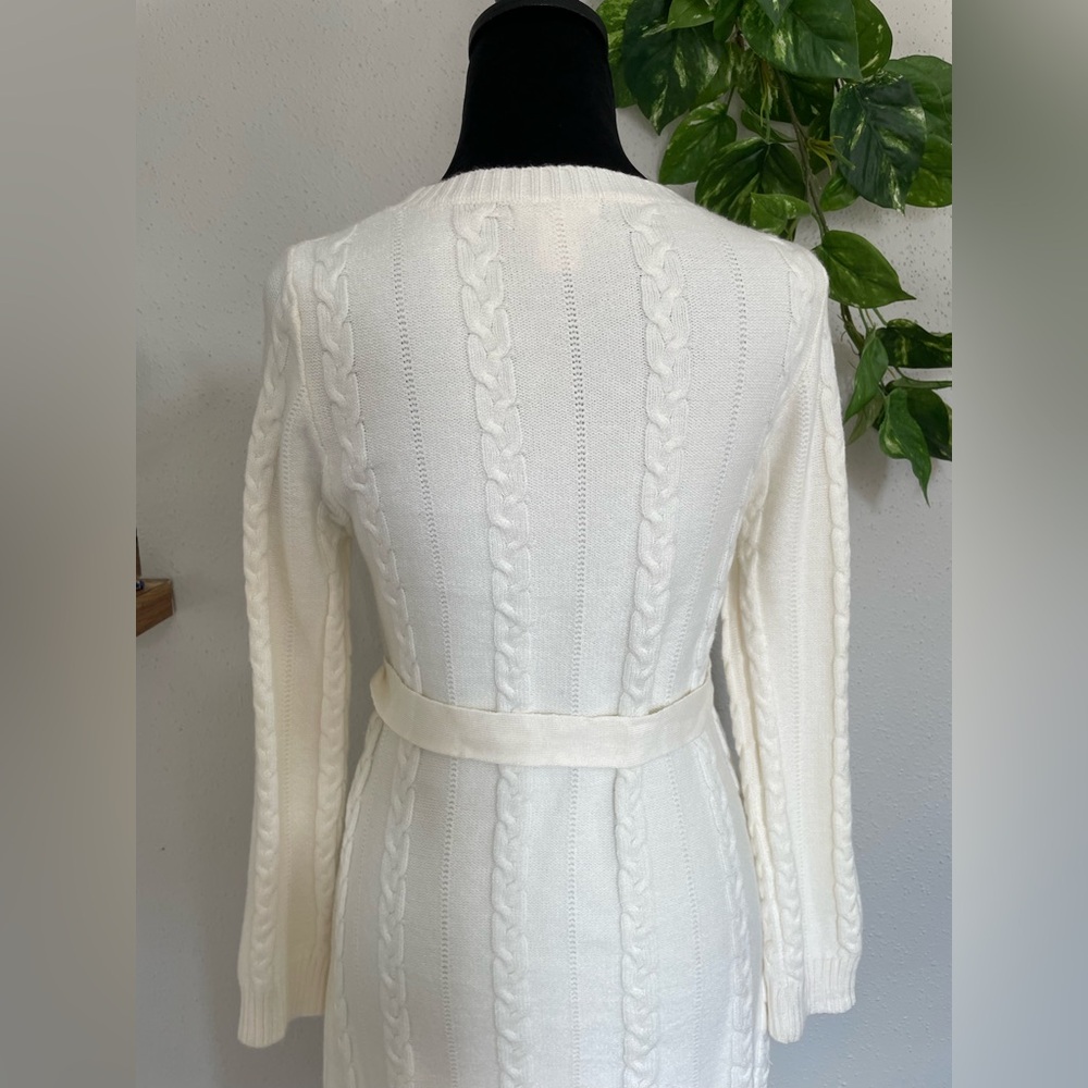 💖Sweet Stolies- Chic Cream Knit Long Sleeve Short Sweater Dress size 12 💫 - Picture 6 of 7